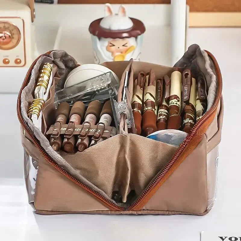 10-tier Card-pibara High-capacity Transparent Pen Bag with Beautiful