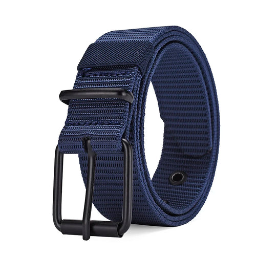 Men's Belt Porous Canvas Pin Buckle Leather Belt Outdoor Sports Belt