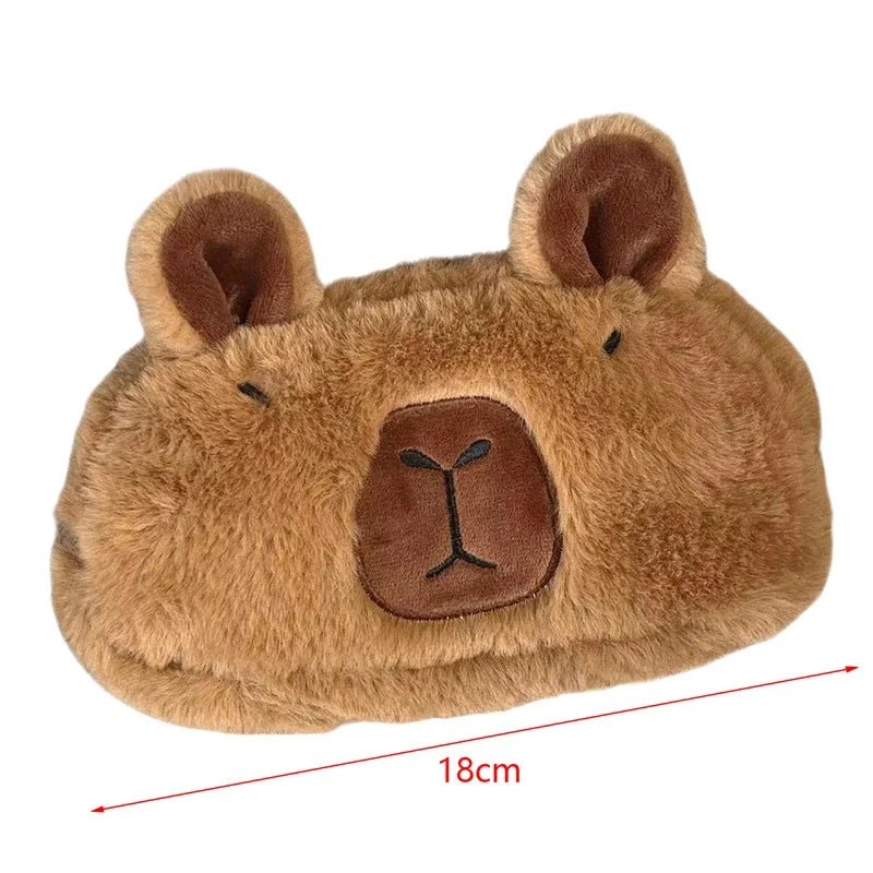 1Pc Cute Plush Capybara Pencil Storage Bag Cartoon Animal Pen Case