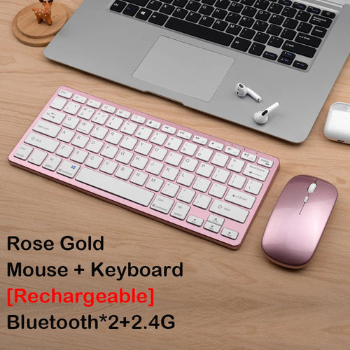 Bluetooth 5.0 & 2.4G Wireless Keyboard and Mouse Combo Mini Multimedia