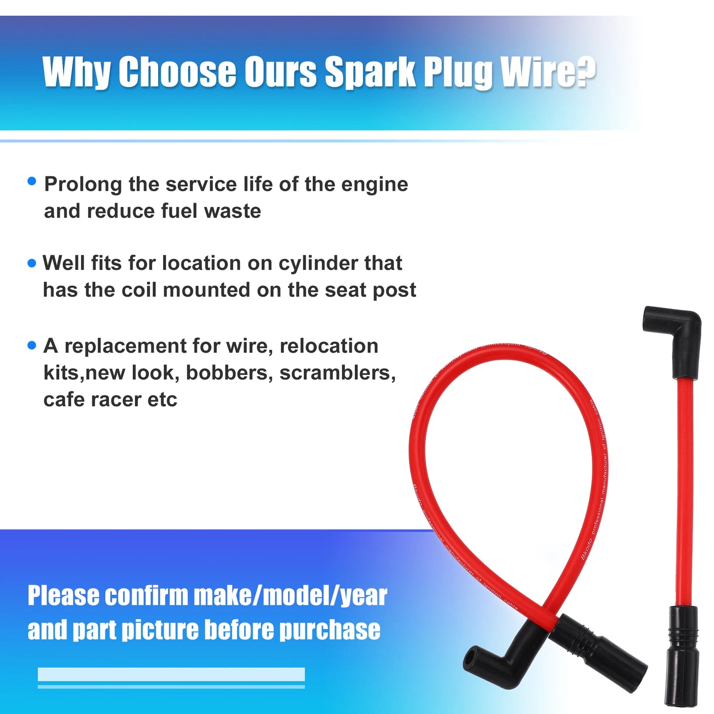 X Autohaux 2 PCS 10.4mm 10mm Motorcycle Spark Plug Wire For