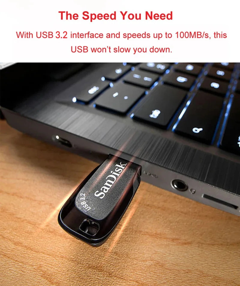 SanDisk USB 3.2 USB Flash Drive 64GB Pen Drive Memory Stick CZ410