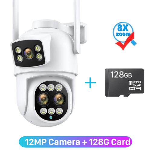 12MP 6K WiFi IP Camera 8X Zoom Dual Screens 8MP PTZ Wifi Surveillance