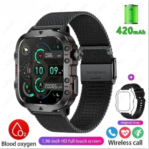 Xiaomi New Rugged Military Black Smart Watch Men For Android Ios 3ATM