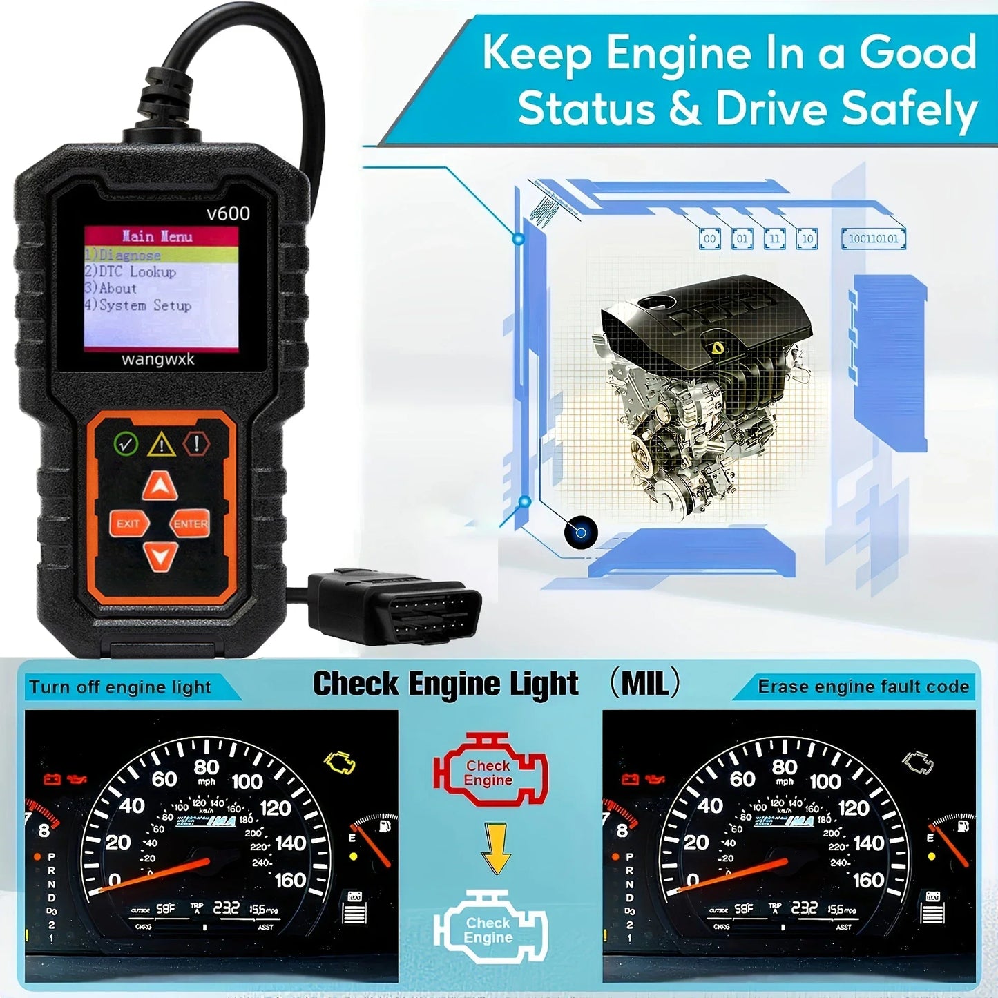 1 PC Car Fault Diagnosis Instrument Obd2 Clear Fault Codes Diagnostic