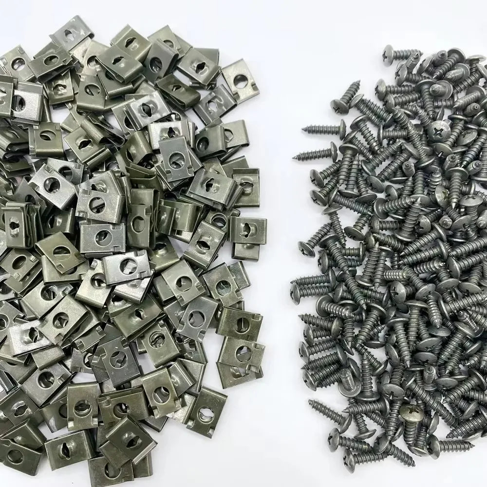 100pcs Metal Self Tapping Fasteners for Auto Ushaped Clip Screws