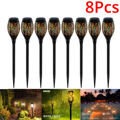 1/2/4/8Pcs Solar Flame Lights 12LED Bulbs Flickering Waterproof Garden