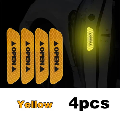 4PCS Reflective Car Door Sticker Safety Opening Warning Reflector Tape