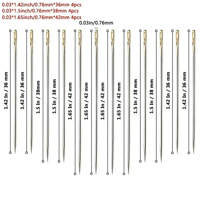 12pcs Blind Needle Elderly Needle-side Hole Hand Household Stainless