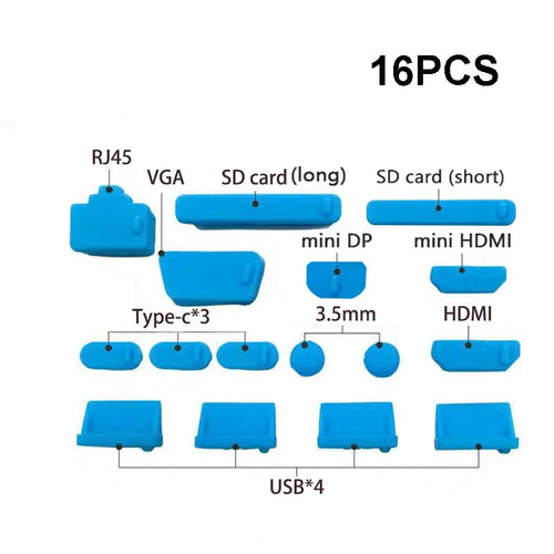 16pcs Colorful Anti Dust Plug for Laptop Silicone Cover Stopper