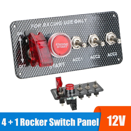 12V Racing Car Starter Rocker Switch Panel Start Stop Ignition Buttons