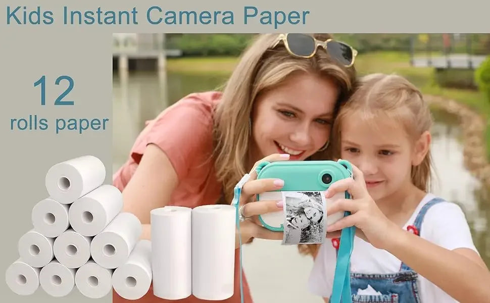 12 Rolls Kids Instant Camera Refill Print Paper Film Coreless Thermal