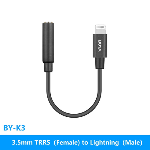 BOYA BY-K1-K9 3.5mm TRS to Lightning/Typec iPhone Android Phone Audio