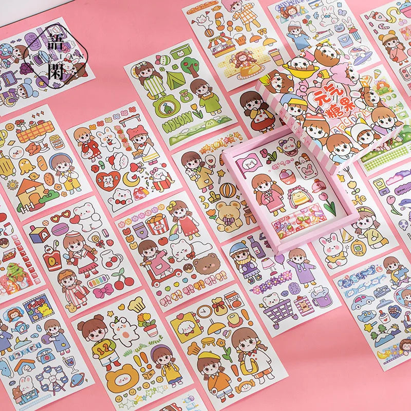Yoofun 50 Unrepeated Patterns Decorative Stationery Stickers Colorful