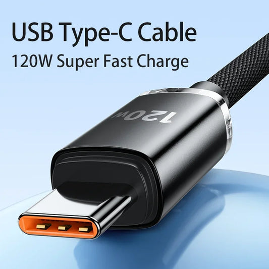 120W PD Type C Cable Super Fast Charger Cord Quick Charge USB C Cables