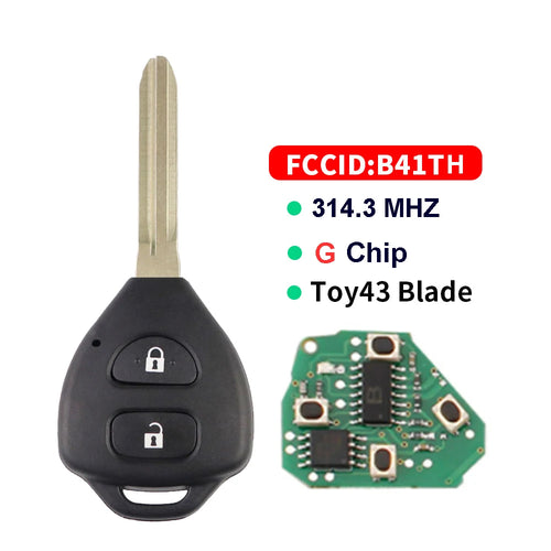 YIQIXIN 2 Button 314.3 433Mhz 4D67 G Chip Remote Car Key For Toyota