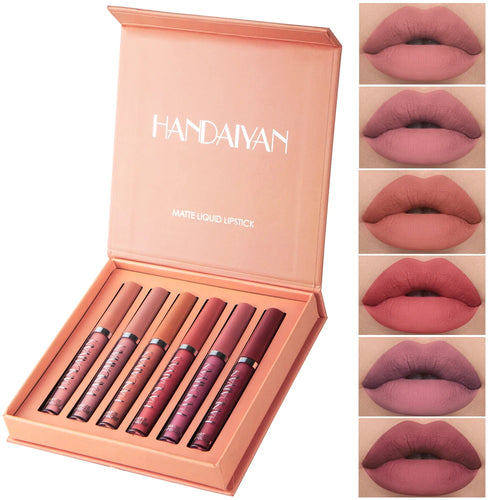 6Pcs Matte Liquid Lipstick Makeup Set, Matte Liquid Long-Lasting Wear