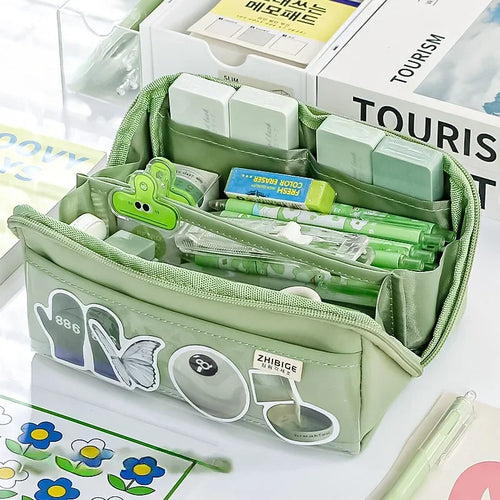 10-tier Card-pibara High-capacity Transparent Pen Bag with Beautiful