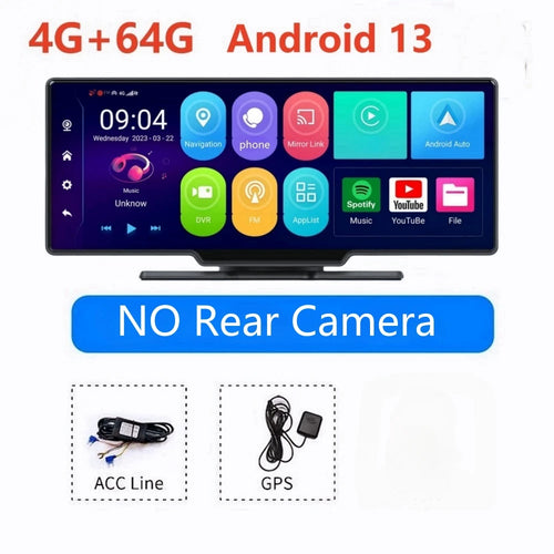 10.26 Inch 4G+64G Android 13.0WIFI Car Rearview Mirror Stream Media