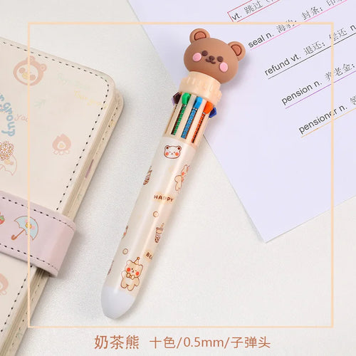 10 Colors Ballpoint Pen Cartoon Bear 0.5mm Colorful Ink Gel Pens