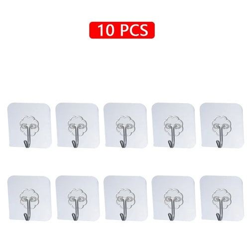 1-10PCS Transparent Stainless Steel Strong Self Adhesive Hooks Key