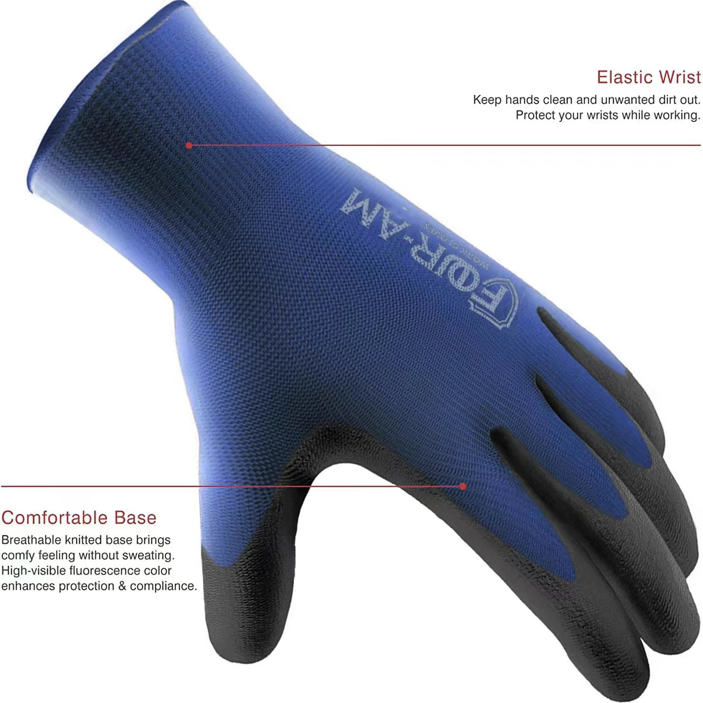 12pairs Ultra-Thin PU Coated Work Gloves,Excellent Grip,Nylon Shell