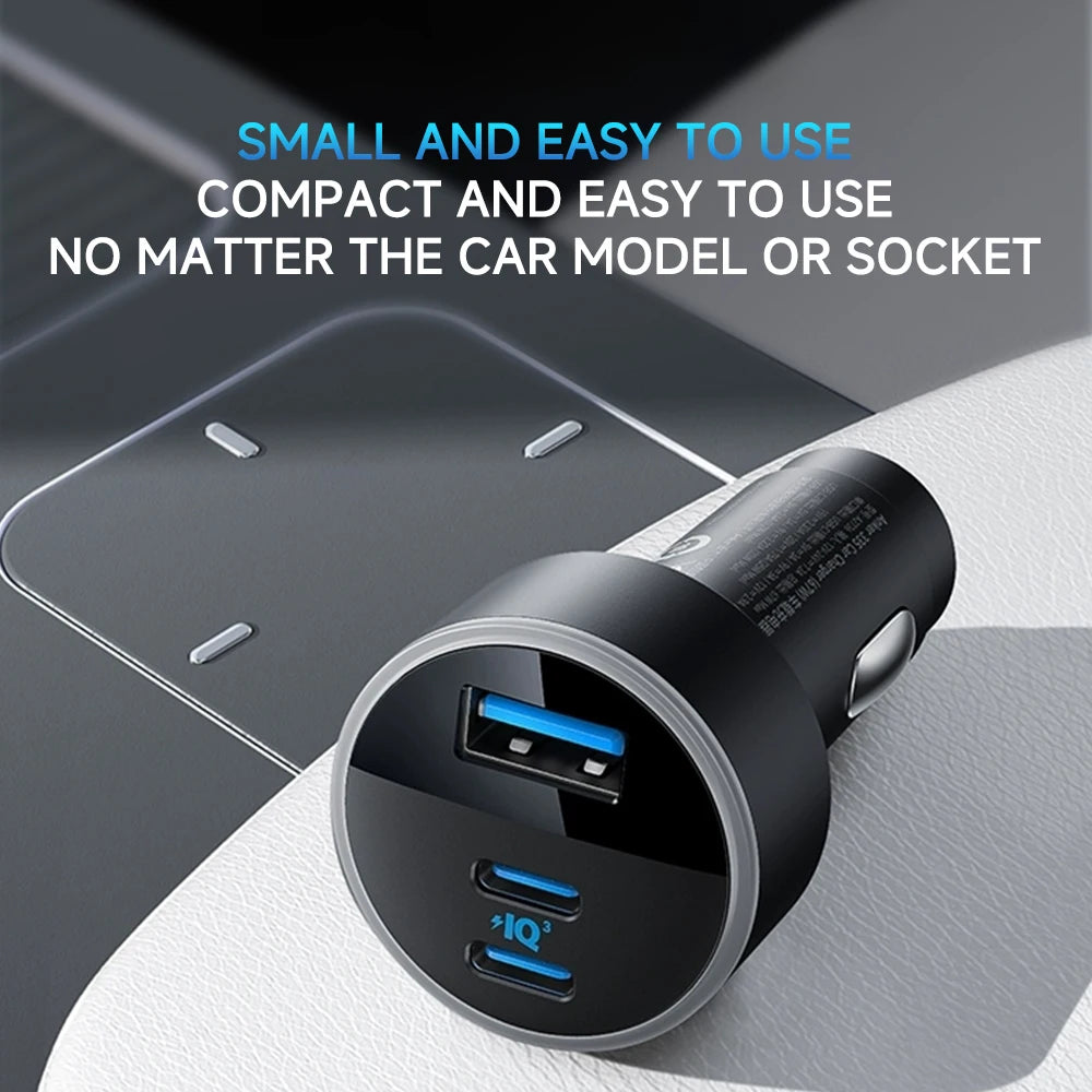ANKER 67W USB-A Type C Car Charger Super Fast Charger 3 Ports