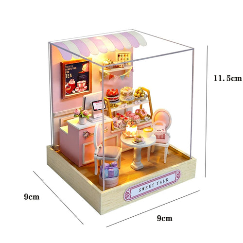 Wooden Miniature Doll House DIY Small House Kit Making Room Toys 3D