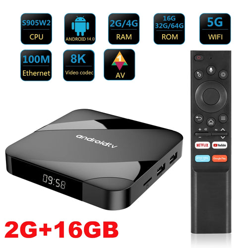 Android 14.0 Smart TV Box 8K HD Smart TV Set-top Box AV1 Dual-WIFI BT