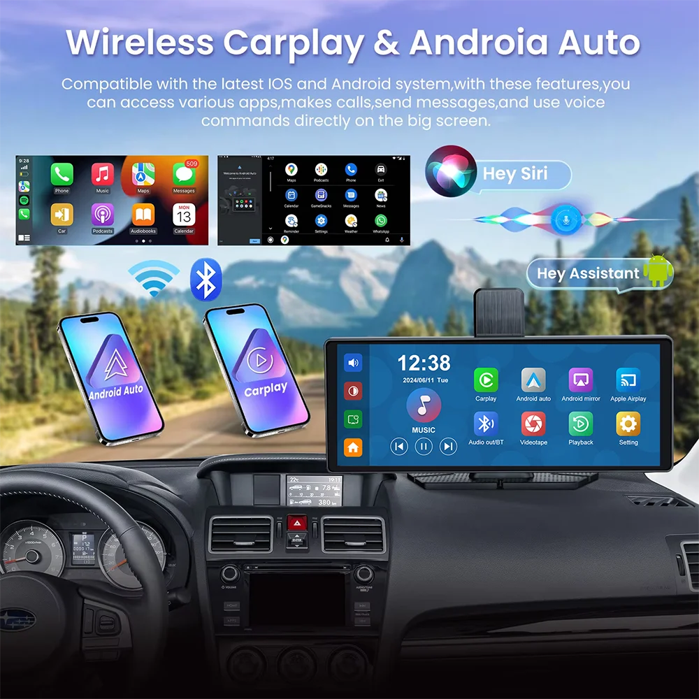 10.26" Car DVR Intelligent Screen with 4K 360° Rotation Dash Cam