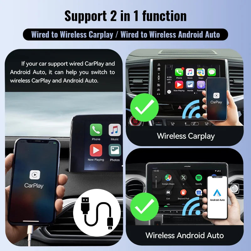 XUDA AI Box Wired to Wireless Carplay and Wireless Android Auto Keep