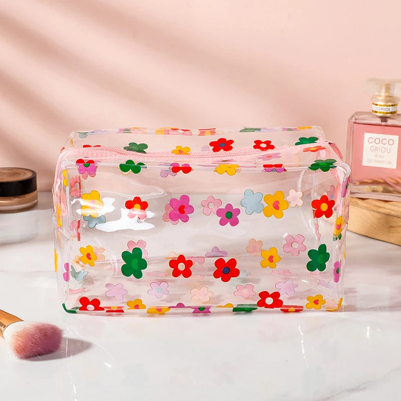 Cute Flower Transparent Pencil Case PVC Pencil Bag Large Capacity