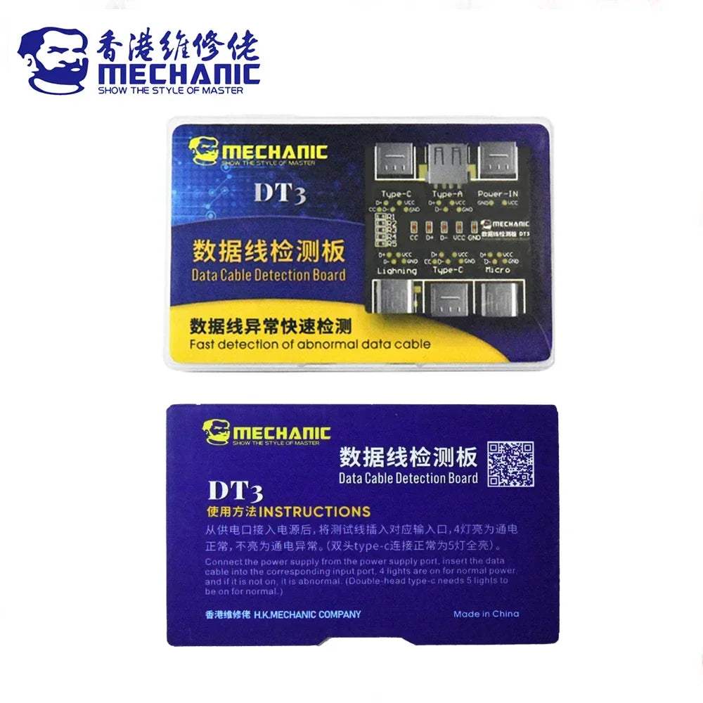 MECHANIC DT3 USB Cable Tester Data Cable Test PCB Board for IPhone