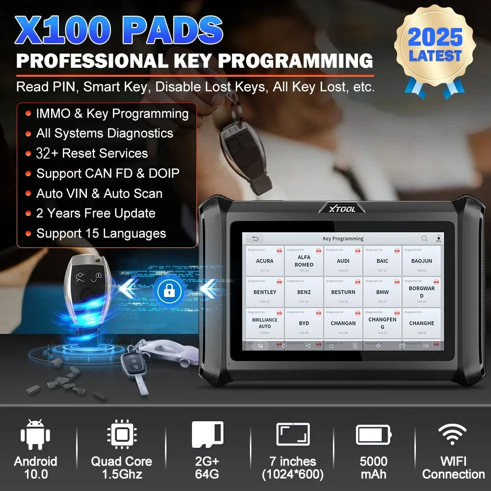 XTOOL X100 PADS Key Programming Tool Immobilizer All Key Lost Full