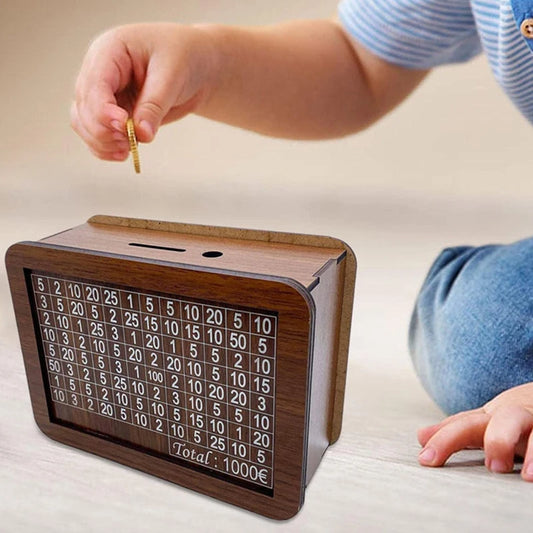 1000/3000/5000/10000 Euro Money Box Wooden Money Box Reusable with