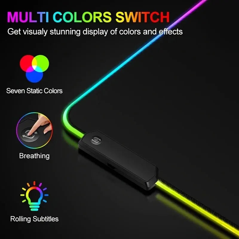 1 Pcs Large Gaming Mouse Pad Light Modes Touch Control Extended Soft
