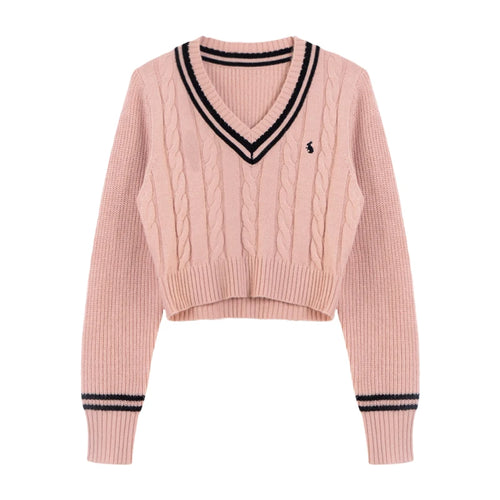 YuooMuoo Korean Fashion Sweaters Women Autumn V-neck Y2K Cartoon