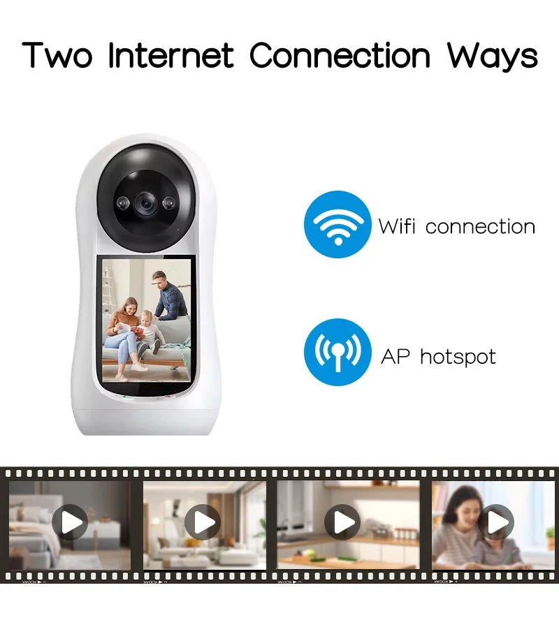 2.8 Inch Wifi Vedio Baby Monitor 8MP Surveillance IP Camera IPS Screen