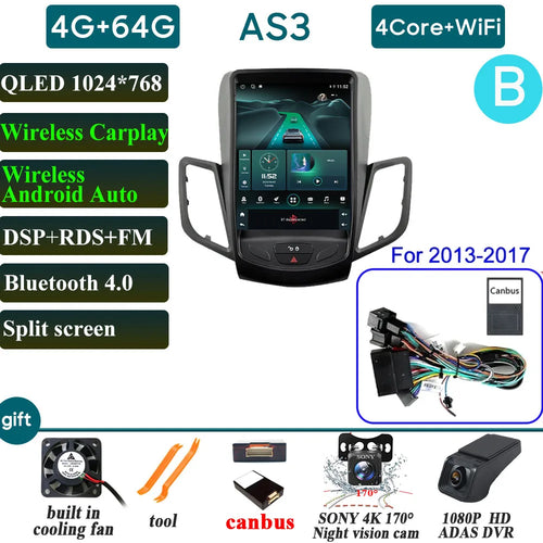 Car Radio Carplay For Ford Fiesta MK7 2009 - 2016 Navigation GPS