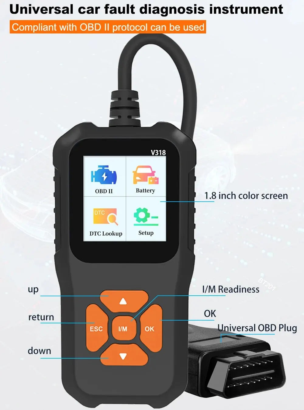 1 PC V318 Automobile Fault Diagnosis Instrument Engine Tester Scanner