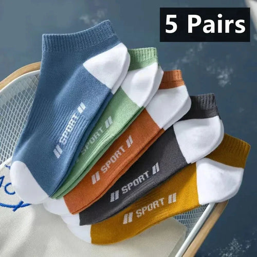 5 Pairs Of Men's Socks, Autumn And Winter Vintage Fun Fashion Athletic
