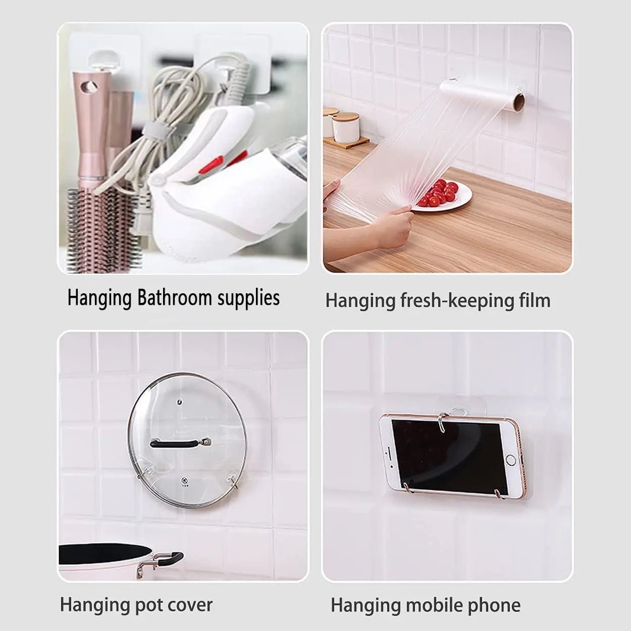 1-10PCS Transparent Stainless Steel Strong Self Adhesive Hooks Key