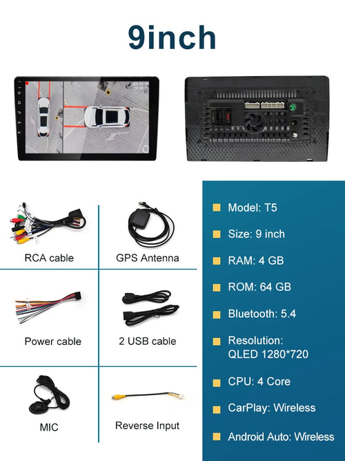 1DIN android13 360 Panorama Car Radio 7/9/10inch Universal Host