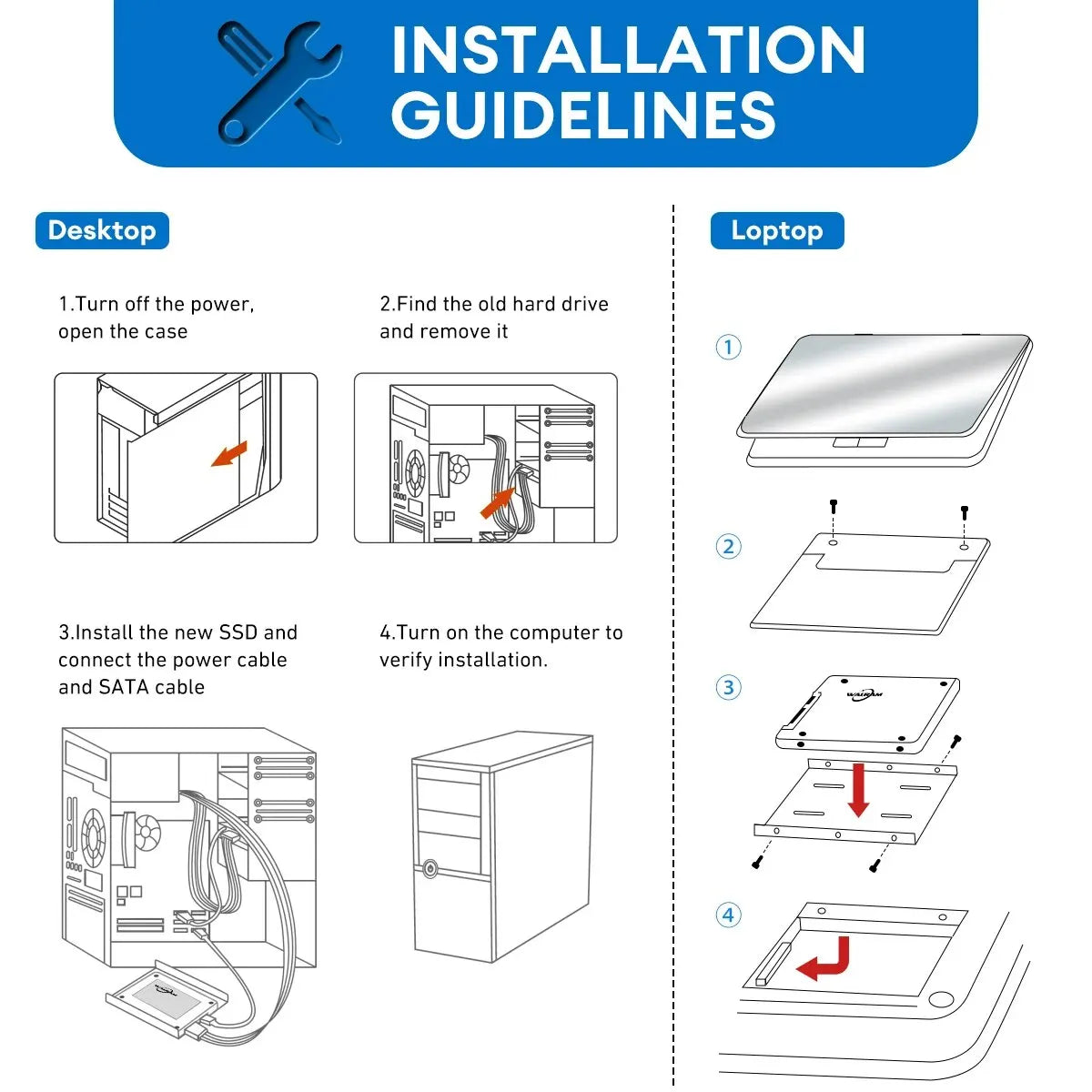 WALRAM SSD 512GB 128GB 256GB Hard Disk Drive SATA3 SSD 1TB 120GB 240GB