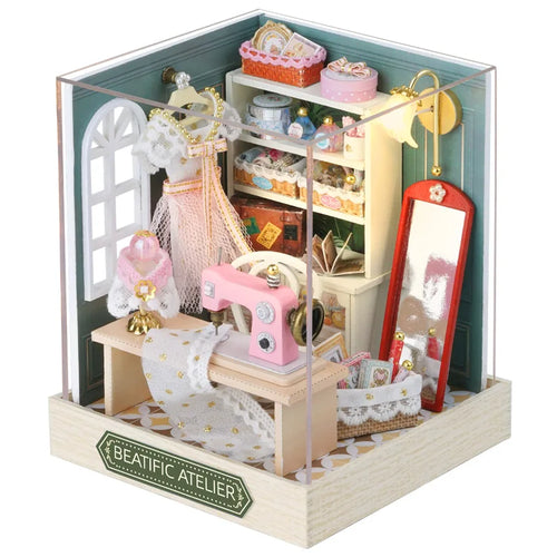 Wooden Miniature Doll House DIY Small House Kit Making Room Toys 3D