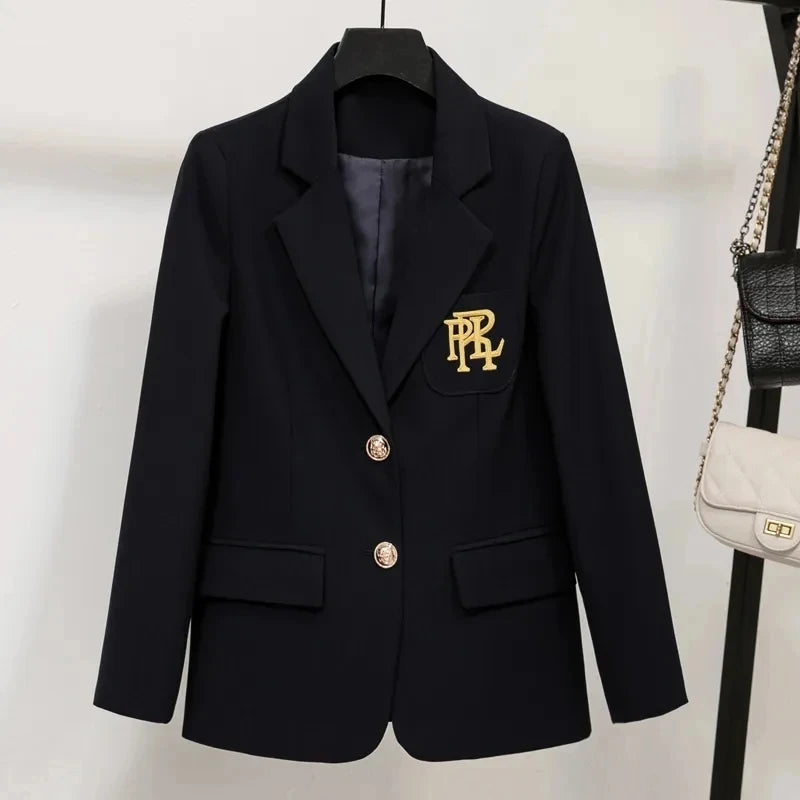 Women Suit Jacket Casual Office Formal Blazer Coat Embroidery White