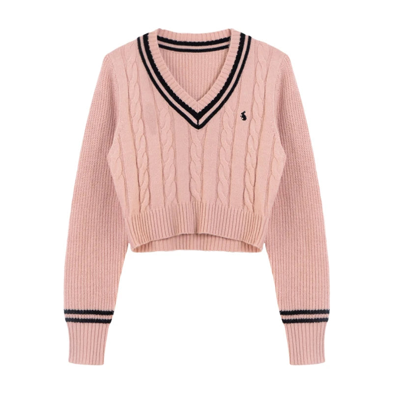 YuooMuoo Korean Fashion Sweaters Women Autumn V-neck Y2K Cartoon