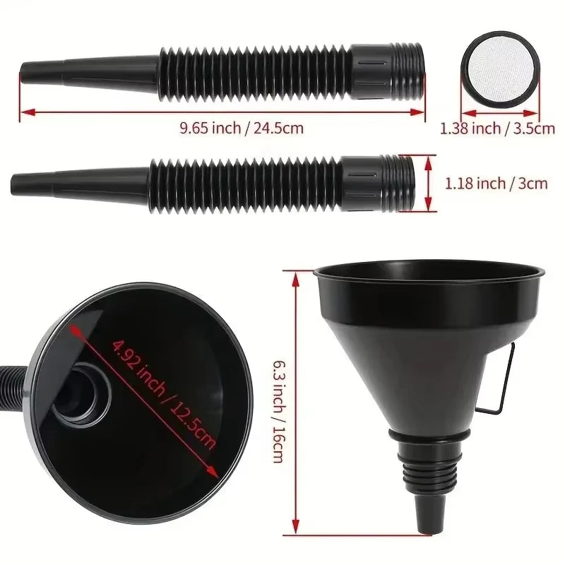 1 Pc Multi Functional Flexible Automotive Fuel Funnel: Spill-Proof