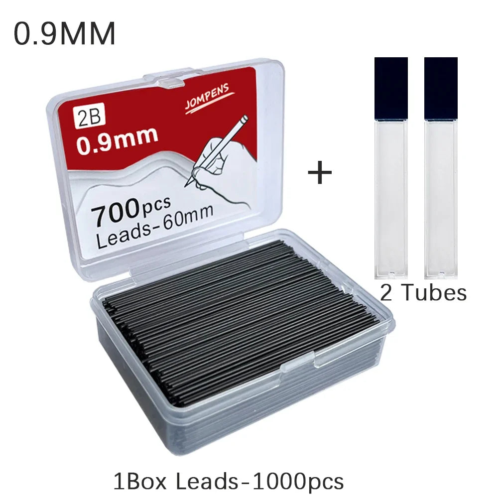 1000pcs Mechanical Pencil Lead 0.5 0.7 0.9mm 2B 60mm Art Drawing