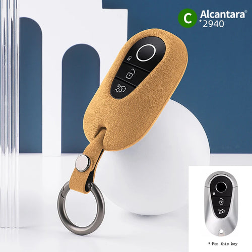 Alcantara Car Key Case Cover Holder Key Shell Buckle For 2023 Mercedes